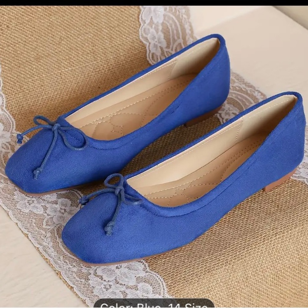 Women's Solid Color Elegant Flats, Shallow Mouth Lightweight Slip On Shoes, Bowk